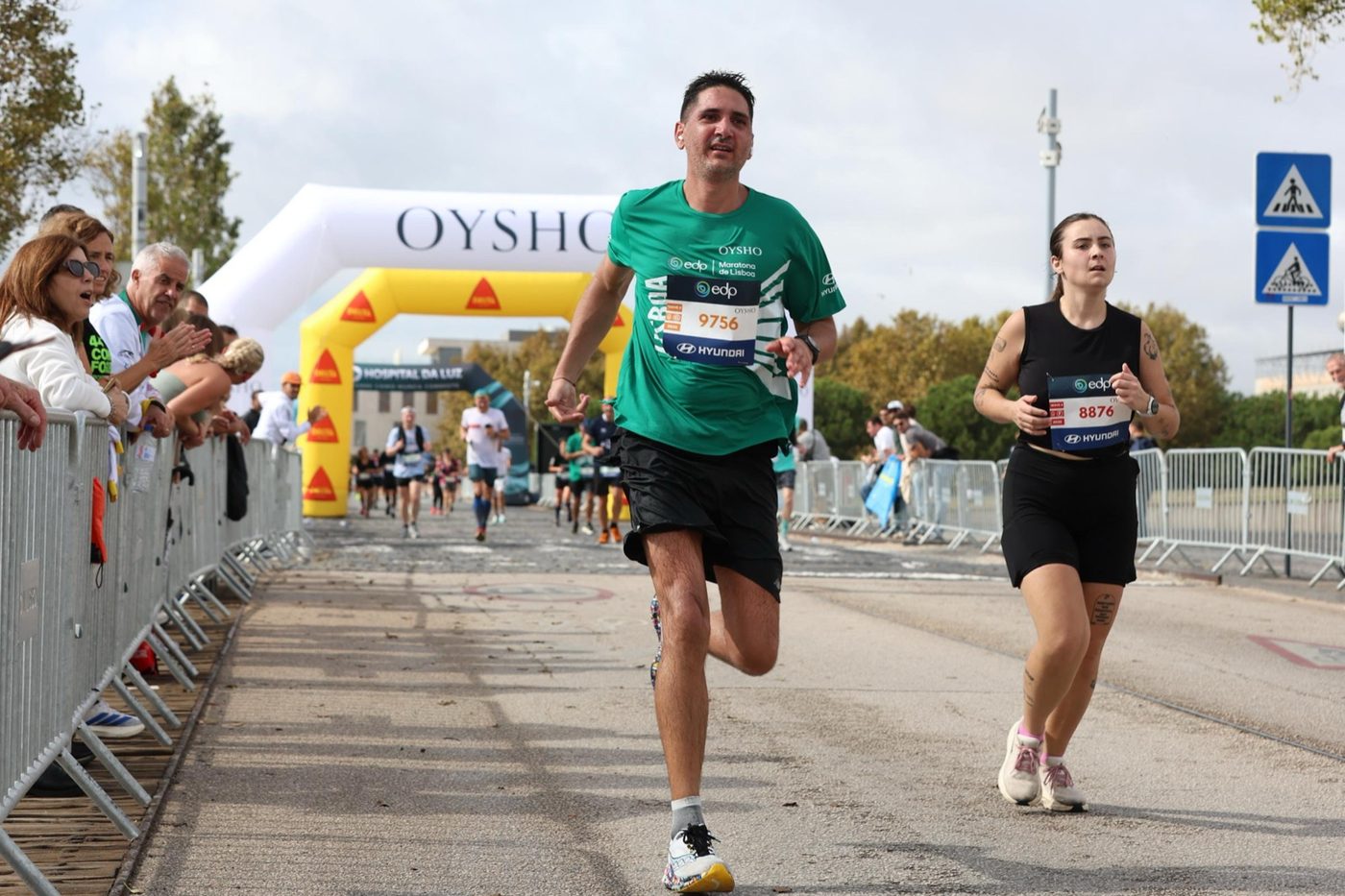 Foti at the finish of the Lisbon Marathon