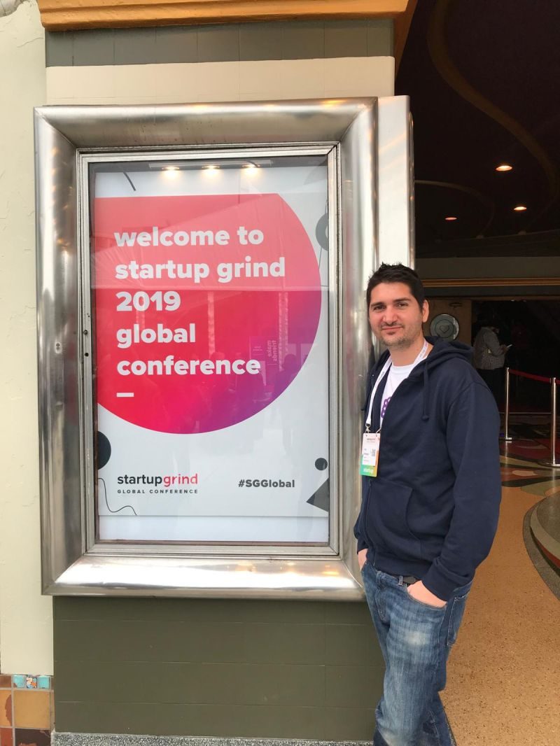 Foti outside the Startup Grind 2019 Global Conference